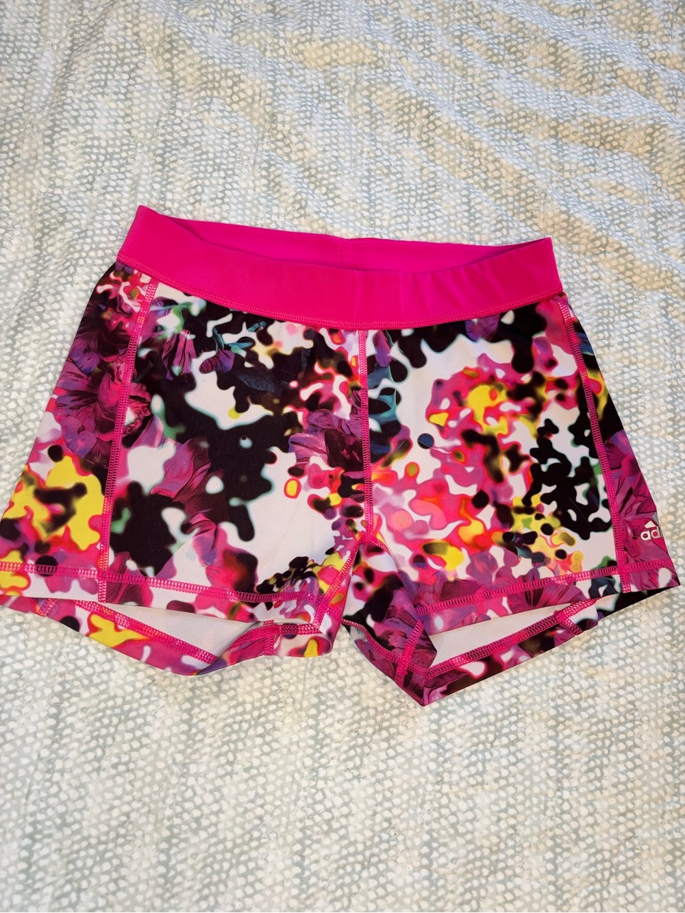 adidas techfit Pink Multicolor Printed Athletic Shorts Medium